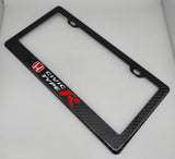 Brand New 1PCS HONDA CIVIC TYPE R 100% Real Carbon Fiber License Plate Frame Tag Cover Original 3K With Free Caps