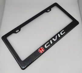 Brand New 1PCS HONDA CIVIC 100% Real Carbon Fiber License Plate Frame Tag Cover Original 3K With Free Caps