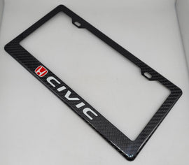 Brand New 1PCS HONDA CIVIC 100% Real Carbon Fiber License Plate Frame Tag Cover Original 3K With Free Caps