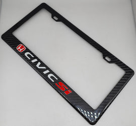 Brand New 1PCS HONDA CIVIC SI 100% Real Carbon Fiber License Plate Frame Tag Cover Original 3K With Free Caps