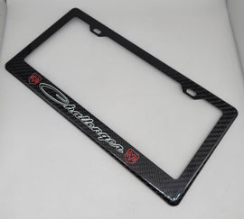 Brand New 1PCS DODGE CHALLENGER 100% Real Carbon Fiber License Plate Frame Tag Cover Original 3K With Free Caps