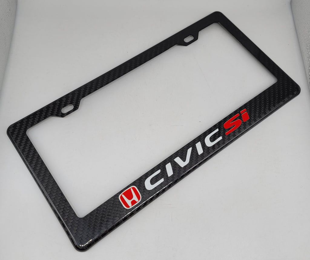 Brand New 1PCS HONDA CIVIC SI 100% Real Carbon Fiber License Plate Frame Tag Cover Original 3K With Free Caps