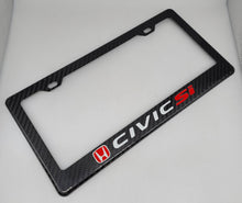 Load image into Gallery viewer, Brand New 1PCS HONDA CIVIC SI 100% Real Carbon Fiber License Plate Frame Tag Cover Original 3K With Free Caps