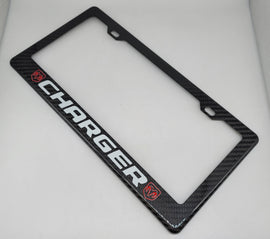 Brand New 1PCS DODGE CHARGER 100% Real Carbon Fiber License Plate Frame Tag Cover Original 3K With Free Caps
