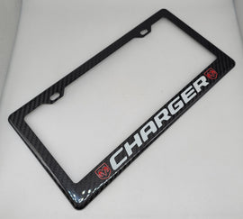 Brand New 1PCS DODGE CHARGER 100% Real Carbon Fiber License Plate Frame Tag Cover Original 3K With Free Caps