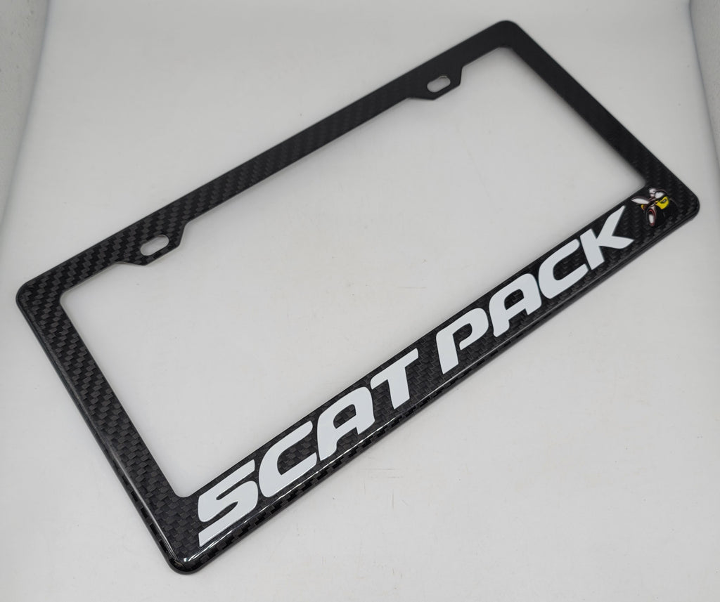 Brand New 1PCS DODGE SCAT PACK 100% Real Carbon Fiber License Plate Frame Tag Cover Original 3K With Free Caps