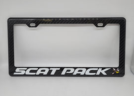 Brand New 1PCS DODGE SCAT PACK 100% Real Carbon Fiber License Plate Frame Tag Cover Original 3K With Free Caps