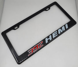 Brand New 1PCS 392 HEMI 100% Real Carbon Fiber License Plate Frame Tag Cover Original 3K With Free Caps