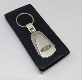 Brand New Ford Chrome Teardrop Authentic Logo Keychain Fob Ring Officially Licensed Product