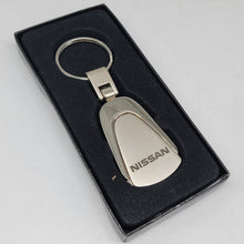 Load image into Gallery viewer, Brand New Nissan Chrome Teardrop Authentic Logo Keychain Fob Ring Officially Licensed Product