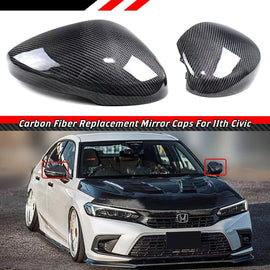 BRAND NEW 2022-2025 HONDA CIVIC REAL CARBON FIBER SIDE MIRROR COVER CAP DIRECT REPLACEMENT W/LIGHT