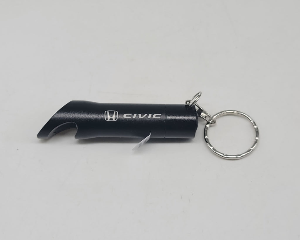 Brand New Honda Civic Key Ring Black Keychain Flashlight Bottle Opener Authentic Officially Licensed Product