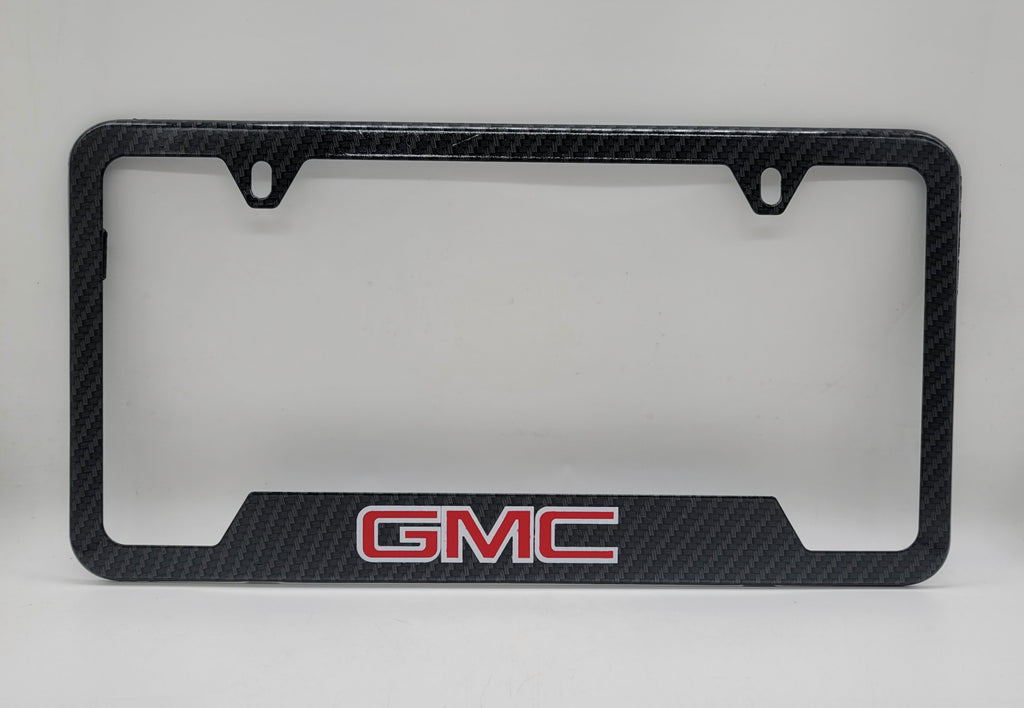 Brand New 1PCS GMC Carbon Fiber Look Style Metal License Plate Frame