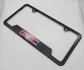 Brand New 1PCS GMC Carbon Fiber Look Style Metal License Plate Frame