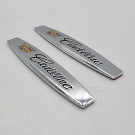 BRAND NEW UNIVERSAL 2PCS CADILLAC 3D METAL EMBLEM BADGE STICKER