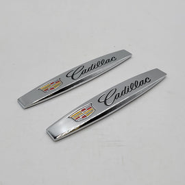 BRAND NEW UNIVERSAL 2PCS CADILLAC 3D METAL EMBLEM BADGE STICKER