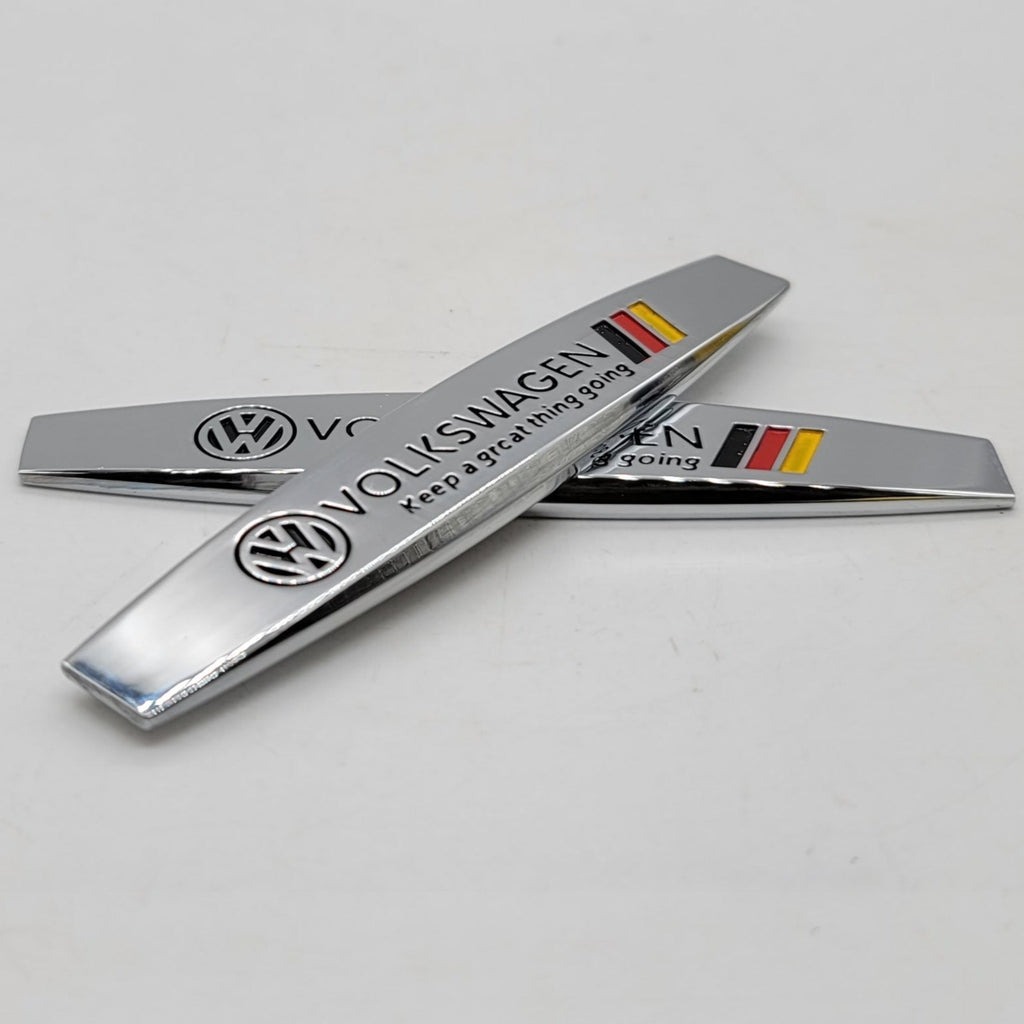 BRAND NEW UNIVERSAL 2PCS VOLKSWAGEN 3D METAL EMBLEM BADGE STICKER