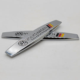 BRAND NEW UNIVERSAL 2PCS VOLKSWAGEN 3D METAL EMBLEM BADGE STICKER