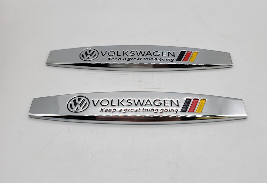 BRAND NEW UNIVERSAL 2PCS VOLKSWAGEN 3D METAL EMBLEM BADGE STICKER