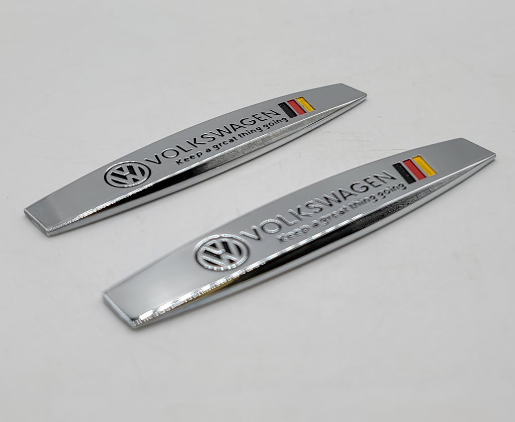 BRAND NEW UNIVERSAL 2PCS VOLKSWAGEN 3D METAL EMBLEM BADGE STICKER