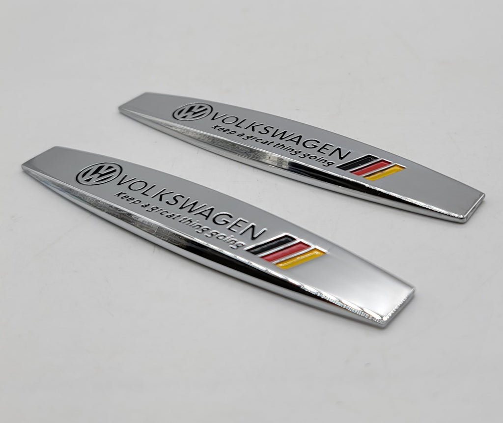 BRAND NEW UNIVERSAL 2PCS VOLKSWAGEN 3D METAL EMBLEM BADGE STICKER