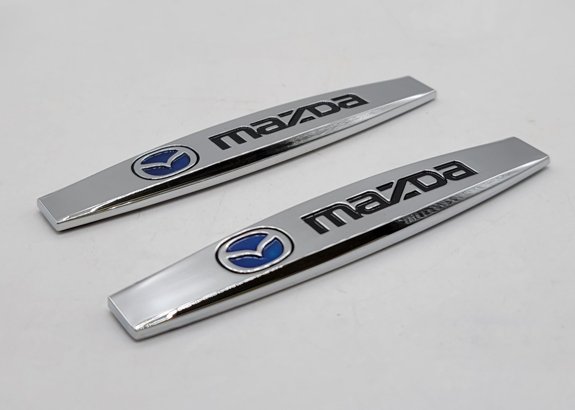 MAZDA Universal Chrome 3D Logo Carbon Fiber Look Red Leather Metal