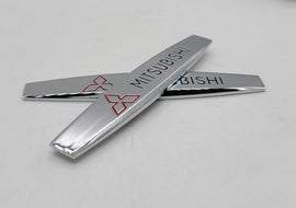 BRAND NEW UNIVERSAL 2PCS MITSUBISHI 3D METAL EMBLEM BADGE STICKER