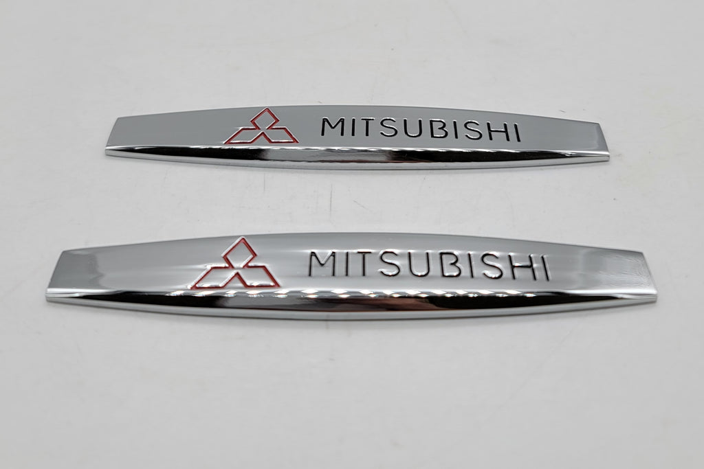 BRAND NEW UNIVERSAL 2PCS MITSUBISHI 3D METAL EMBLEM BADGE STICKER