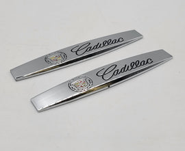BRAND NEW UNIVERSAL 2PCS CADILLAC 3D METAL EMBLEM BADGE STICKER