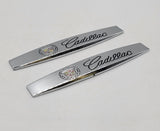 BRAND NEW UNIVERSAL 2PCS CADILLAC 3D METAL EMBLEM BADGE STICKER