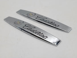 BRAND NEW UNIVERSAL 2PCS CADILLAC 3D METAL EMBLEM BADGE STICKER