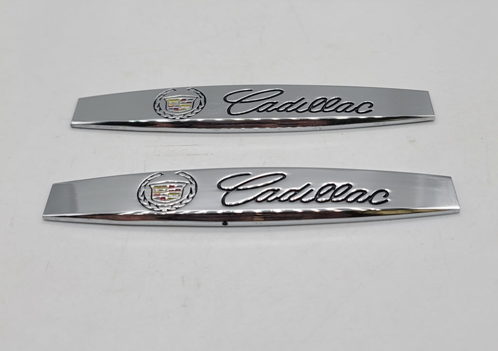 BRAND NEW UNIVERSAL 2PCS CADILLAC 3D METAL EMBLEM BADGE STICKER