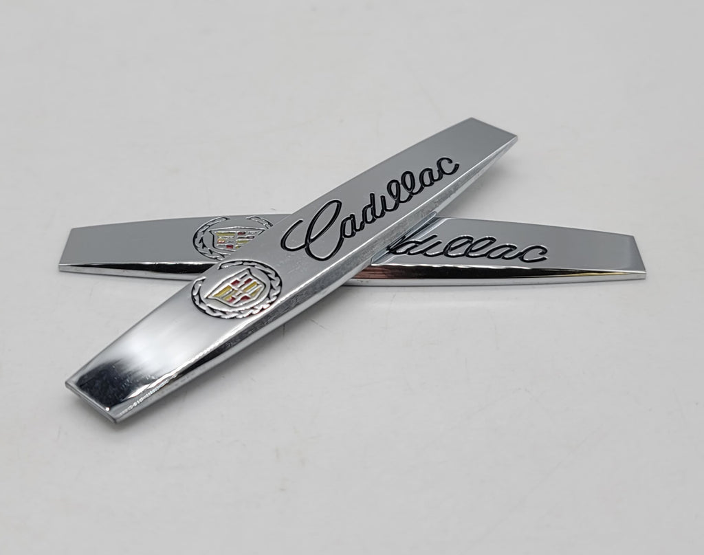 BRAND NEW UNIVERSAL 2PCS CADILLAC 3D METAL EMBLEM BADGE STICKER