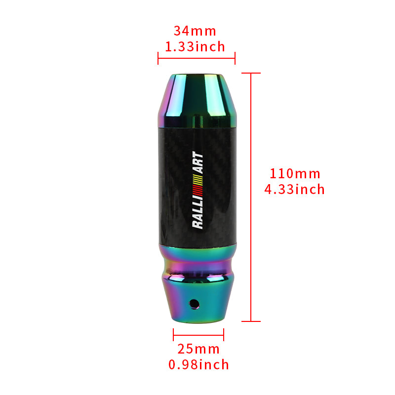 Brand New Universal Ralliart Real Carbon Fiber Neo Chrome Aluminum Automatic Transmission Racing Gear Shift Knob
