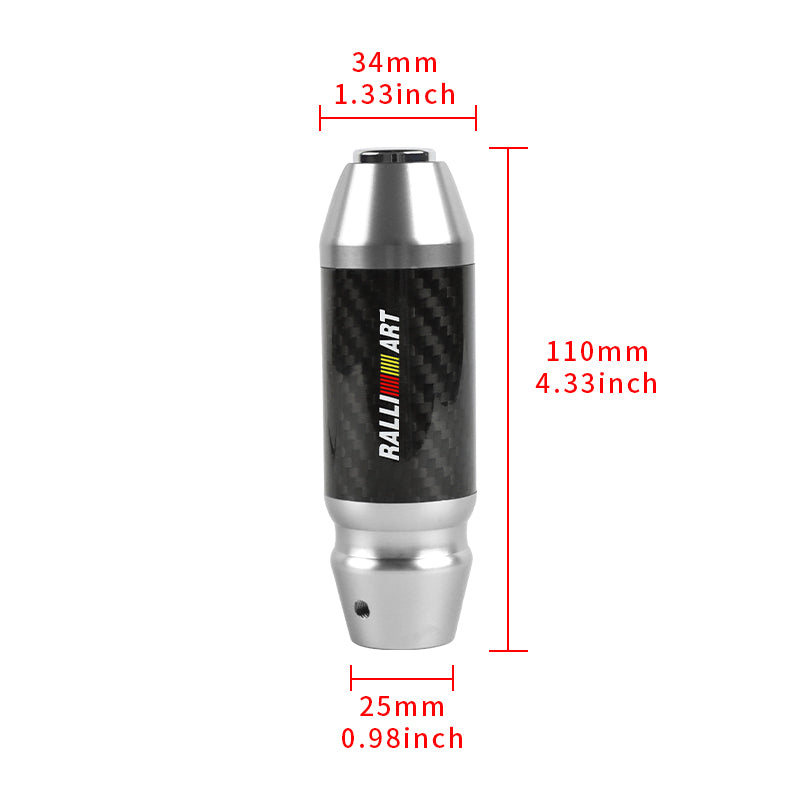Brand New Ralliart Universal Real Carbon Fiber Silver Aluminum Automatic Transmission Racing Gear Shift Knob