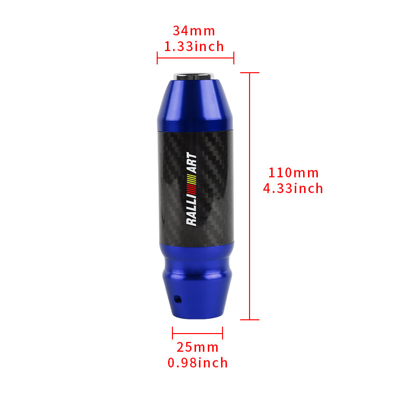 Brand New Ralliart Universal Real Carbon Fiber Blue Aluminum Automatic Transmission Racing Gear Shift Knob