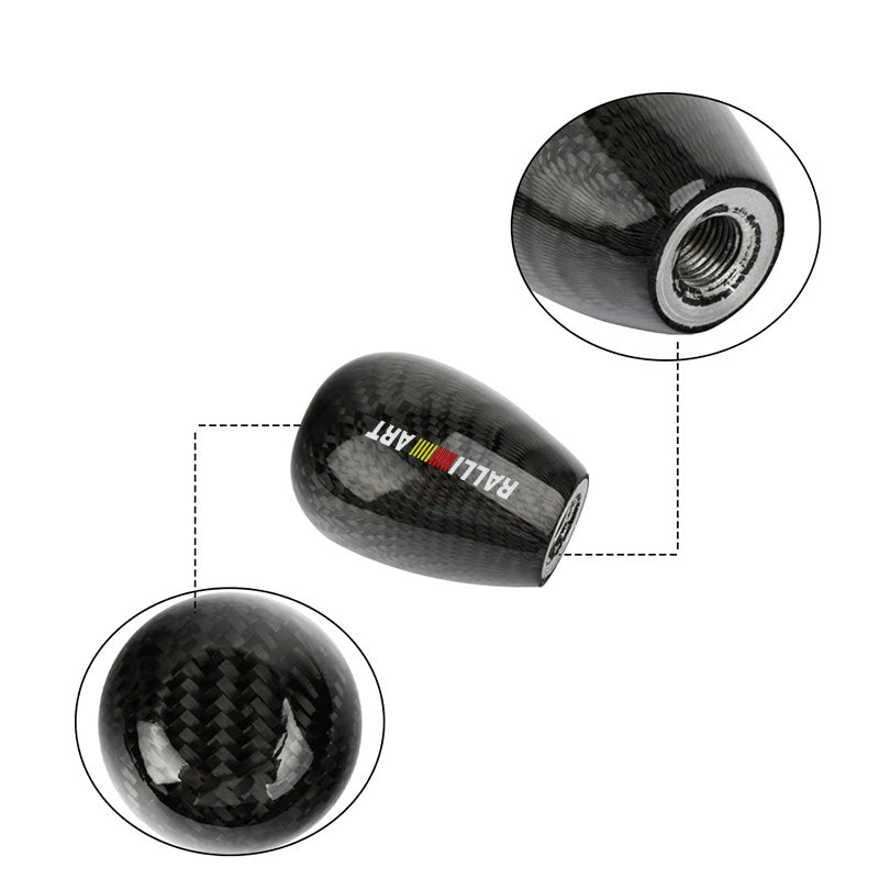 Brand New Universal Ralliart Black Real Carbon Fiber Manual Gear Stick Shift Knob Shifter M8 M10 M12