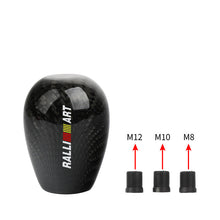 Load image into Gallery viewer, Brand New Universal Ralliart Black Real Carbon Fiber Manual Gear Stick Shift Knob Shifter M8 M10 M12