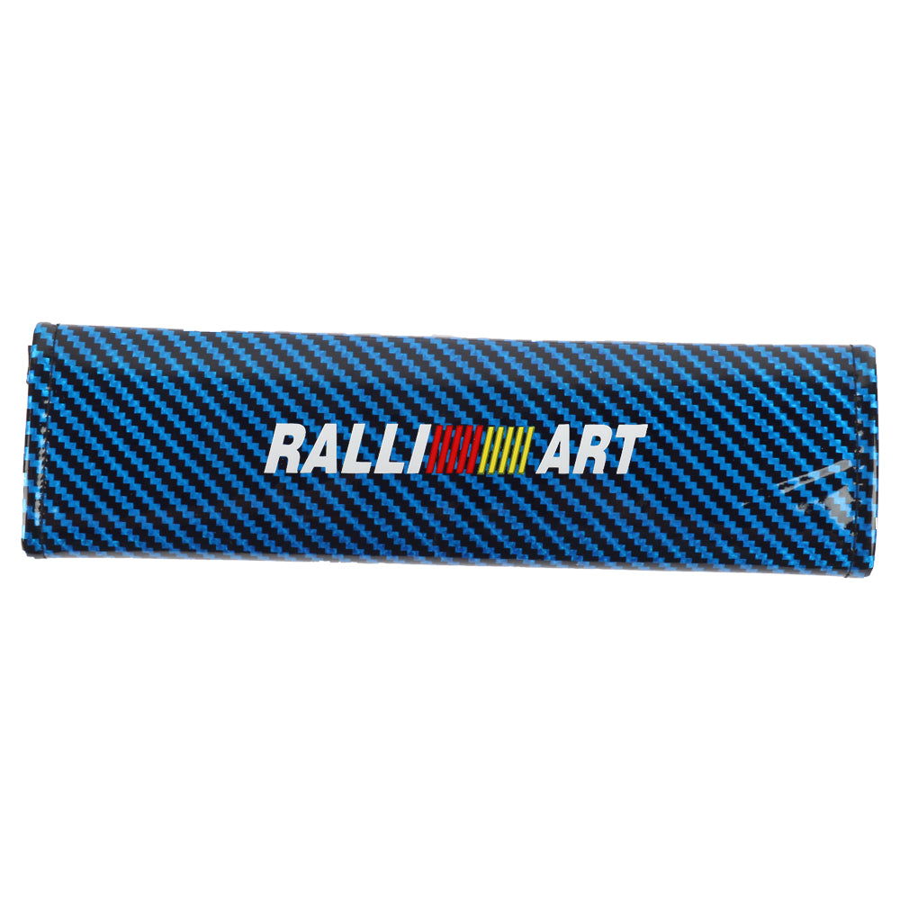 Brand New Universal 2PCS Ralliart Blue Carbon Fiber Look Car Seat Belt Covers Shoulder Pad