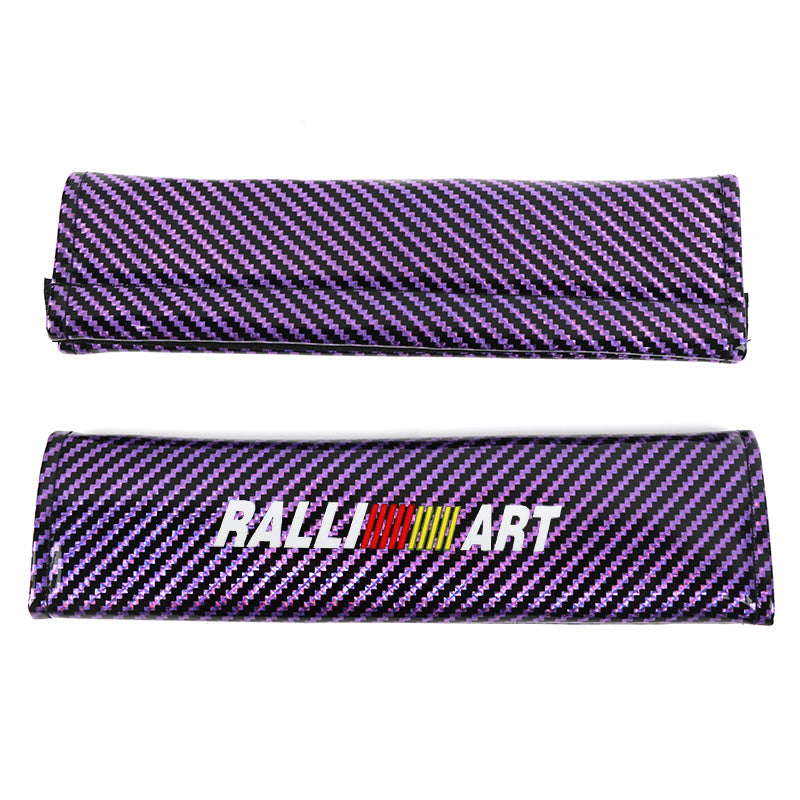 Brand New Universal 2PCS Ralliart Purple Carbon Fiber Look Car Seat Belt Covers Shoulder Pad