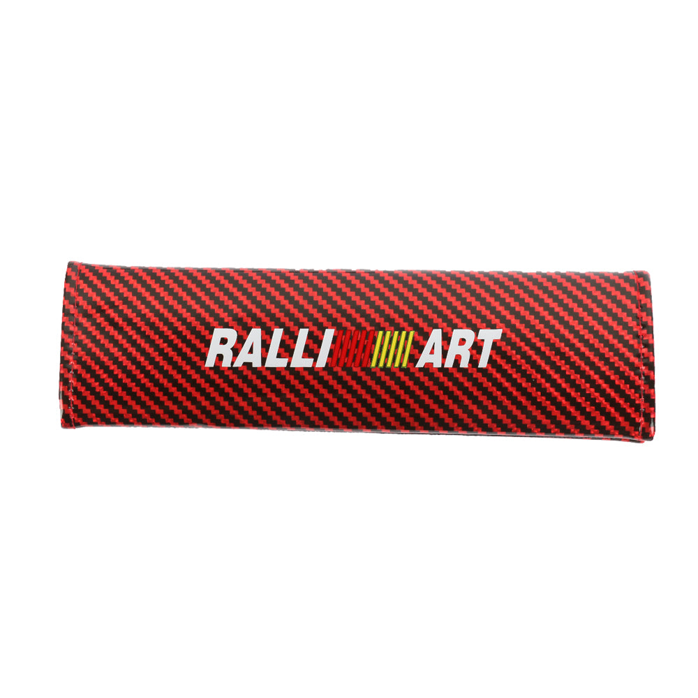 Brand New Universal 2PCS Ralliart Red Carbon Fiber Look Car Seat Belt Covers Shoulder Pad