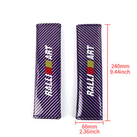 Brand New Universal 2PCS Ralliart Purple Carbon Fiber Look Car Seat Belt Covers Shoulder Pad