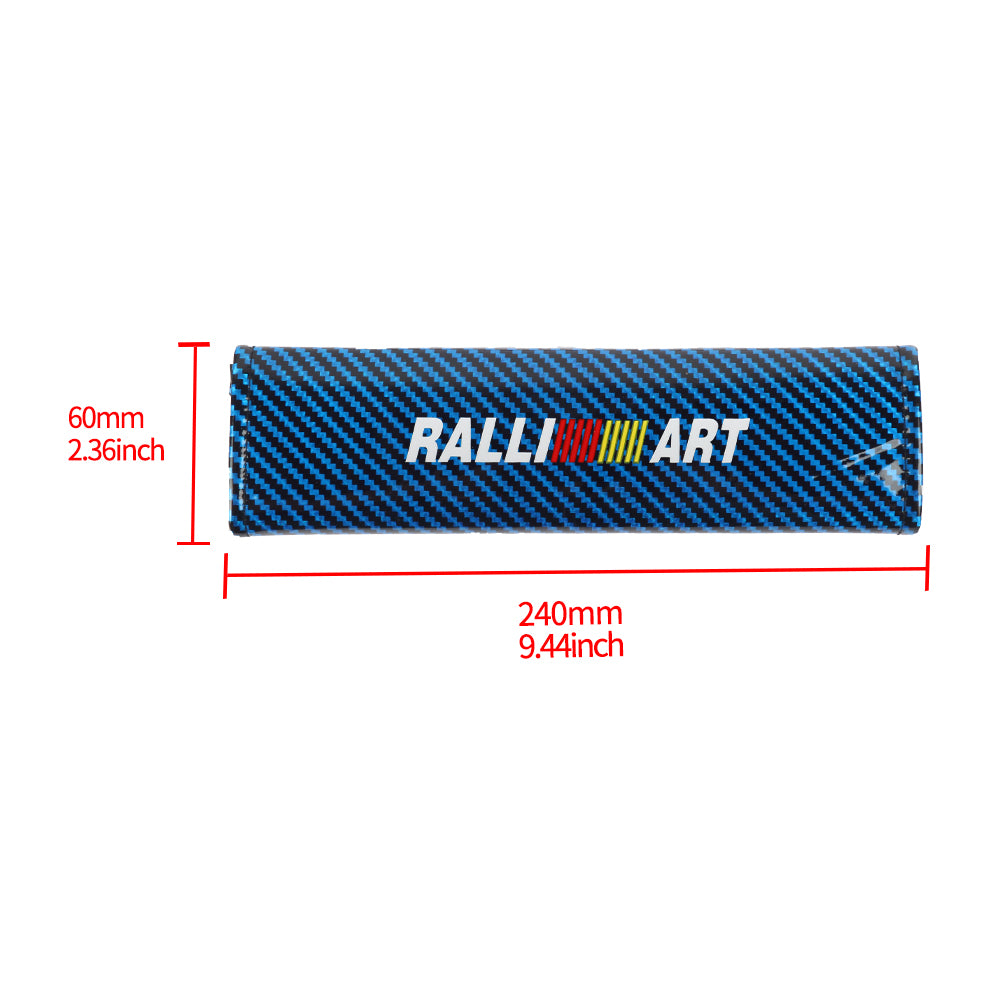 Brand New Universal 2PCS Ralliart Blue Carbon Fiber Look Car Seat Belt Covers Shoulder Pad