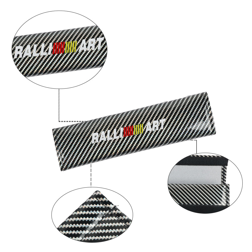 Brand New Universal 2PCS Ralliart Silver Carbon Fiber Look Car Seat Belt Covers Shoulder Pad