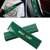 Brand New Universal 2PCS Ralliart Green Carbon Fiber Look Car Seat Belt Covers Shoulder Pad