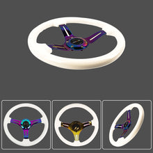 Load image into Gallery viewer, Brand New 350mm 14&quot; Universal JDM Ralliart Deep Dish ABS Racing Steering Wheel White With Neo-Chrome Spoke