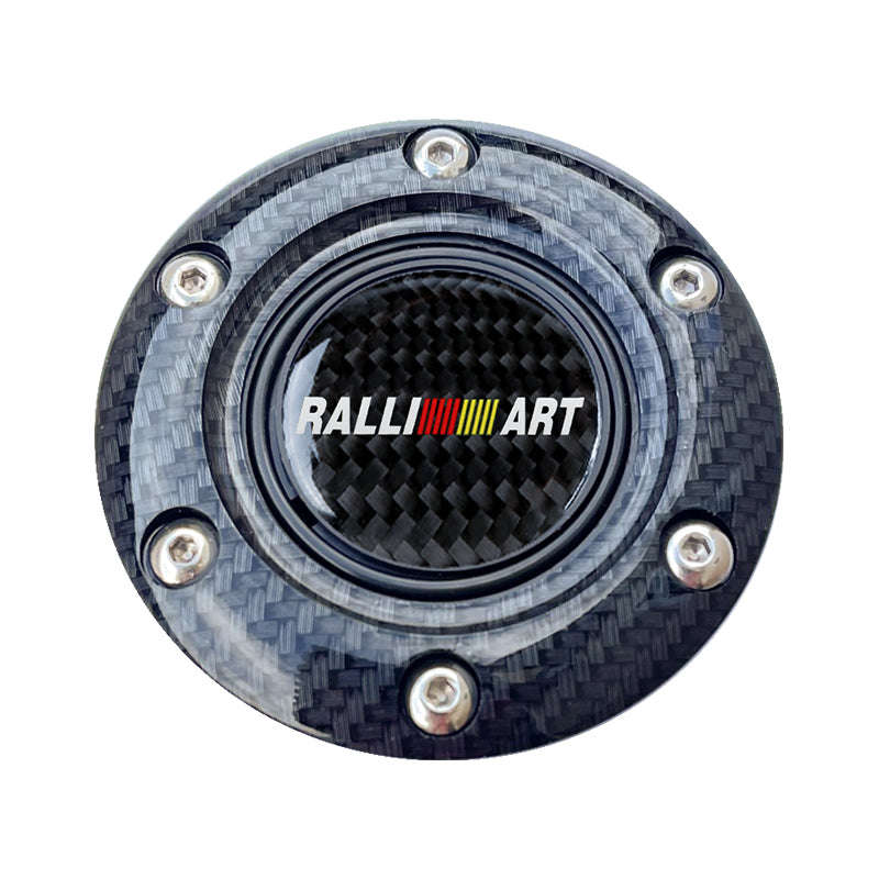 BRAND NEW JDM RALLIART UNIVERSAL CARBON FIBER CAR HORN BUTTON STEERING WHEEL CENTER CAP