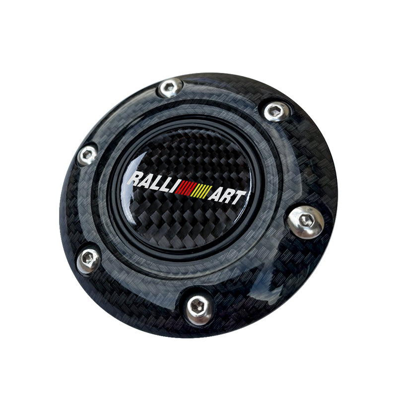 BRAND NEW JDM RALLIART UNIVERSAL CARBON FIBER CAR HORN BUTTON STEERING WHEEL CENTER CAP