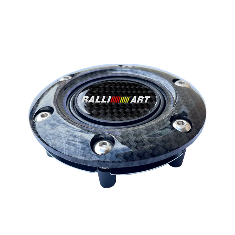 BRAND NEW JDM RALLIART UNIVERSAL CARBON FIBER CAR HORN BUTTON STEERING WHEEL CENTER CAP