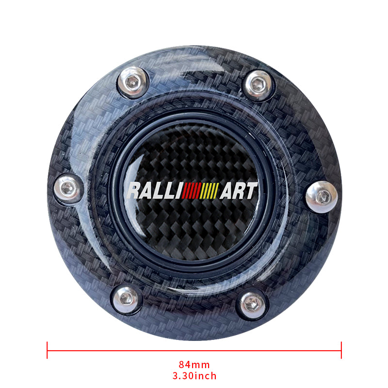 BRAND NEW JDM RALLIART UNIVERSAL CARBON FIBER CAR HORN BUTTON STEERING WHEEL CENTER CAP